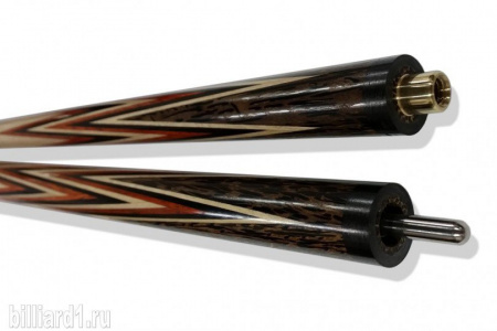 Бильярдный кий для русского бильярда Император мастера Медведева двухсоставной с двумя, взаимо заменяемыми удлинителями (Черное пальмовое дерево, падук, лимонник, граб, мореный граб)
